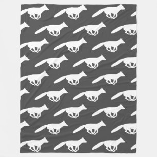 Couverture Polaire Silhouettes de renard blanc gris Motif   Faune