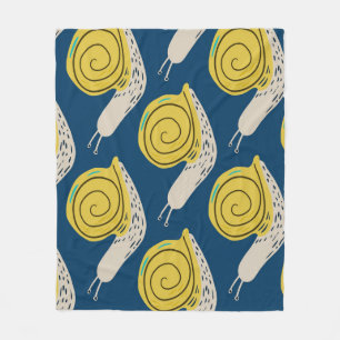 Couverture Polaire Silhouettes d'escargots : jaune, motif rose.