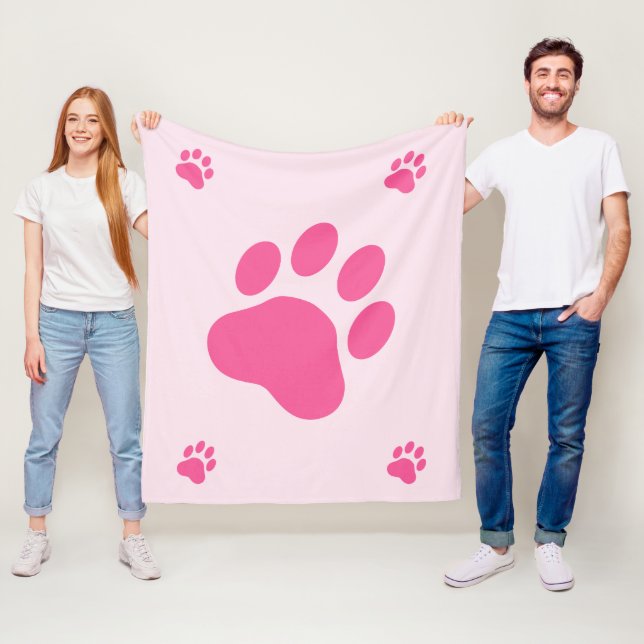 Couverture Polaire Silhouettes Paw Chien Rose (En situation)