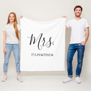Couverture Polaire Simple Blanc Madame Nom Mariage Mariée Nouveau mar