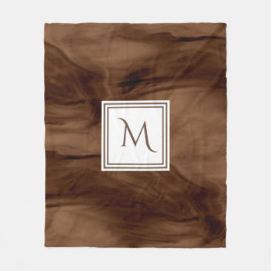 Couverture Polaire Simple Brown foncé Marbre subtil Monogramme modern