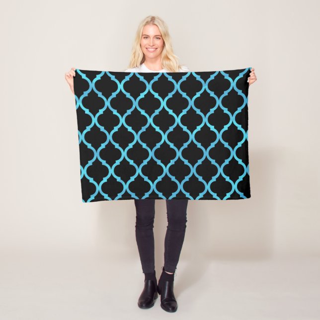 Couverture Polaire Simple Elégant Moderne Bleu Motif marocain | (En situation)