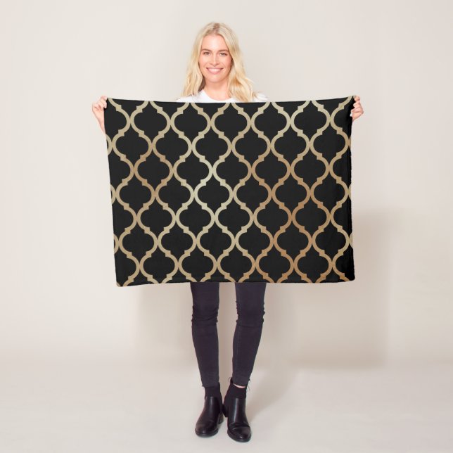 Couverture Polaire Simple Elegant Moderne Or Motif marocain | (En situation)