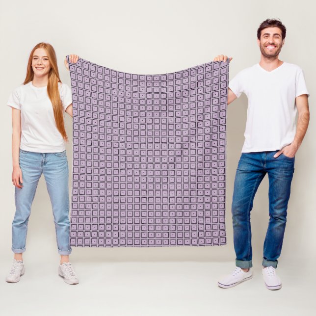 Couverture Polaire Simple Elegant violet et Carré noir Motif (En situation)