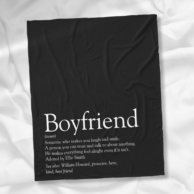 Couverture Polaire Simple moderne définition de copain noir et blanc (Simple Modern Boyfriend Definition Black and White Fleece Blanket)