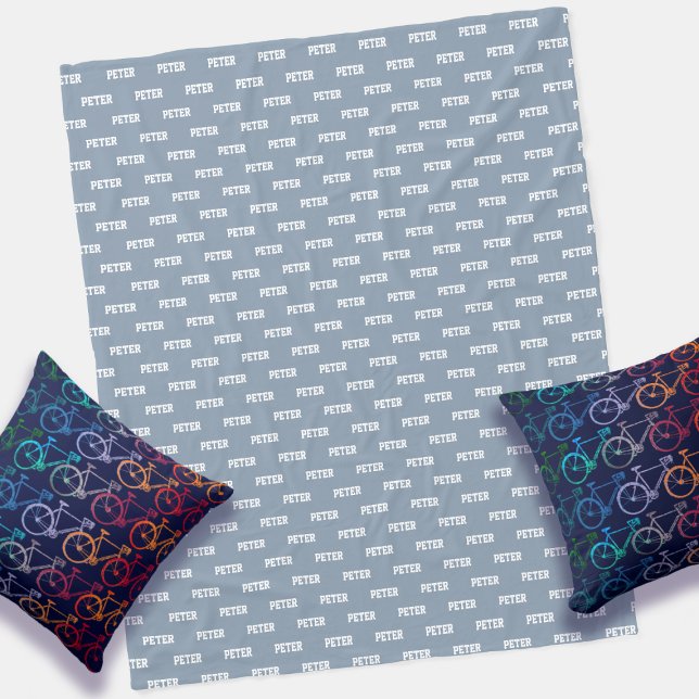 Couverture Polaire Simple personnalisation Dusty Blue Nom répétitif (Créateur téléchargé)