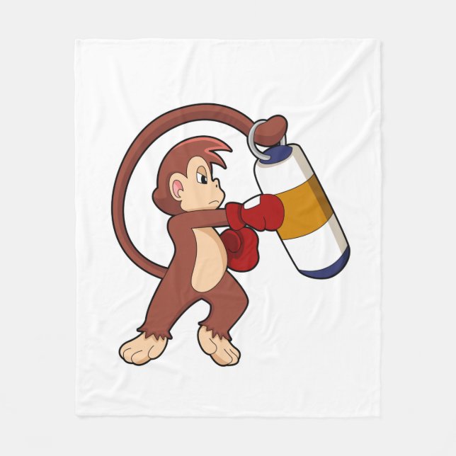 Couverture Polaire Singe à la boxe avec sac de poinçonnage (Devant)