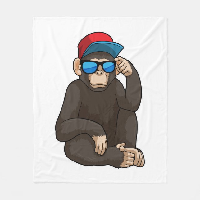 Couverture Polaire Singe avec lunettes de soleil (Devant)