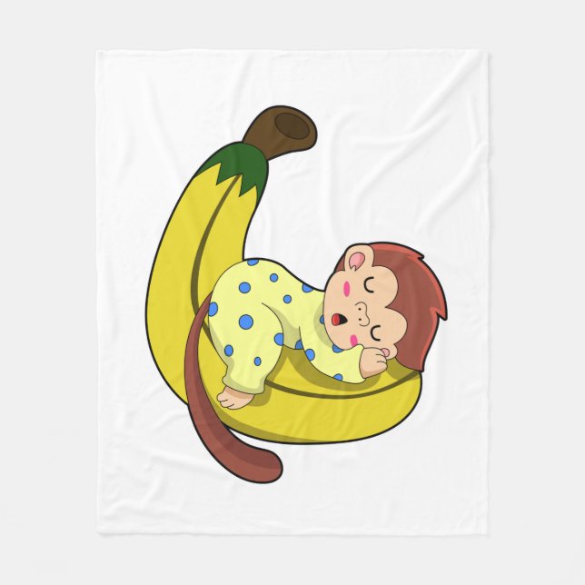 Couverture Polaire Singe dormant dans le pyjama (Devant)