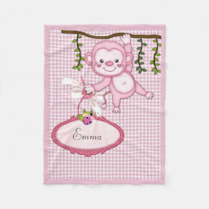 Couverture Polaire Singe rose