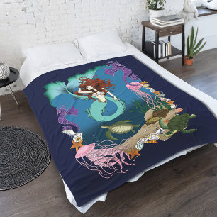 Couverture Polaire Sirène Mystique Océan Fantastique Vie Bleue de la