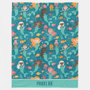 Couverture Polaire Sirènes Whimiques Sous Le Turquoise De La Mer
