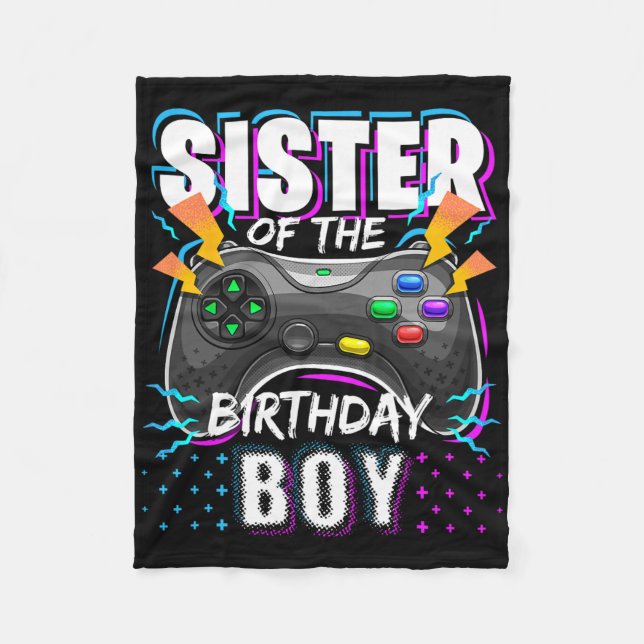 Couverture Polaire Sister Of The Birthday Boy Matching Video Game Bir (Devant)