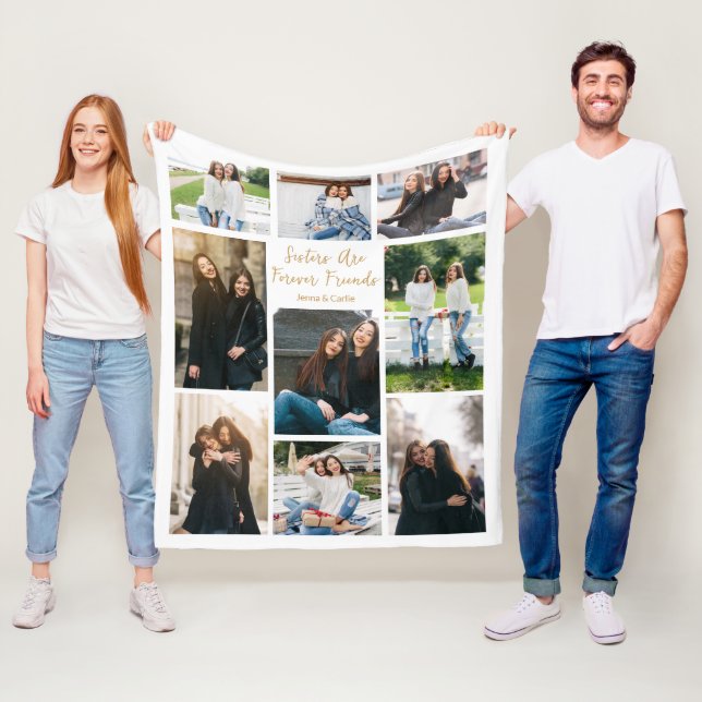 Couverture Polaire Sisters Forever Friends Photo Collage Citation per (En situation)