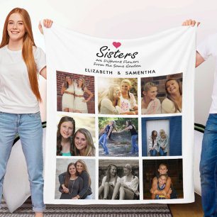Couverture Polaire Sisters Script Citation Hot Rose Heart Photo Colla