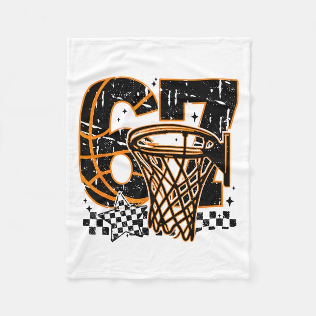 Couverture Polaire Six Seven Basketball, Funny 67 Basketball, Retro G (Devant)