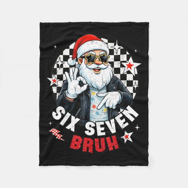 Couverture Polaire Six Seven Bruh Funny Checkered Cool Santa Claus Ro (Devant)
