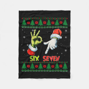 Couverture Polaire Six Seven Skeleton Meme Noël Sweat Ugly 67