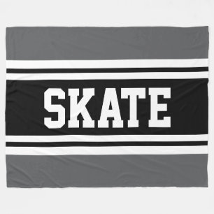 Couverture Polaire SKATE Fun Athlétique Gris Noir Blanc Rayures de Co