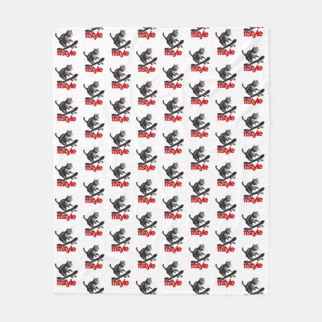 Couverture Polaire Skateboard Cat FFStyle Blanc (Devant)