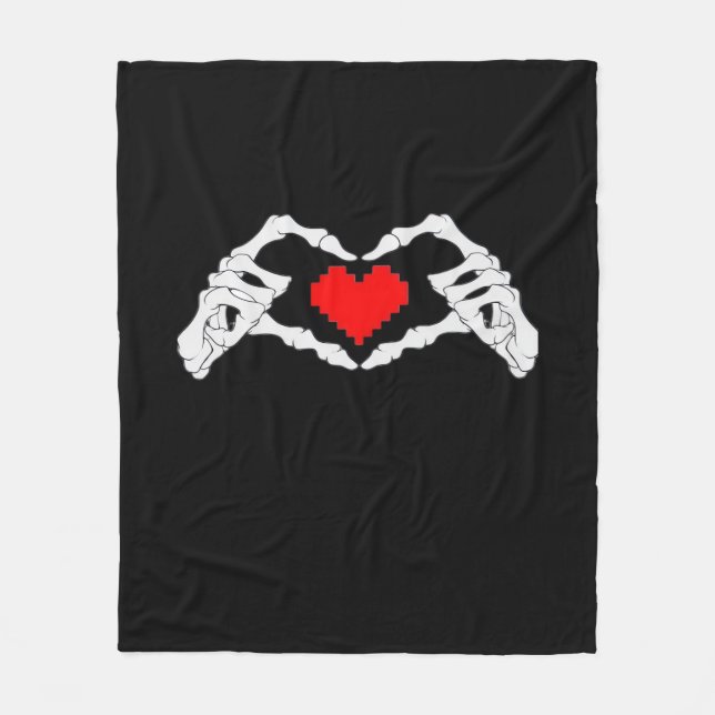 Couverture Polaire Skeleton Coeur Et Mème Mains (Devant)