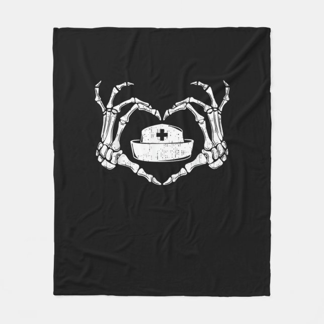 Couverture Polaire Skeleton Coeur main Lazy Costume d'Halloween Drôle (Devant)