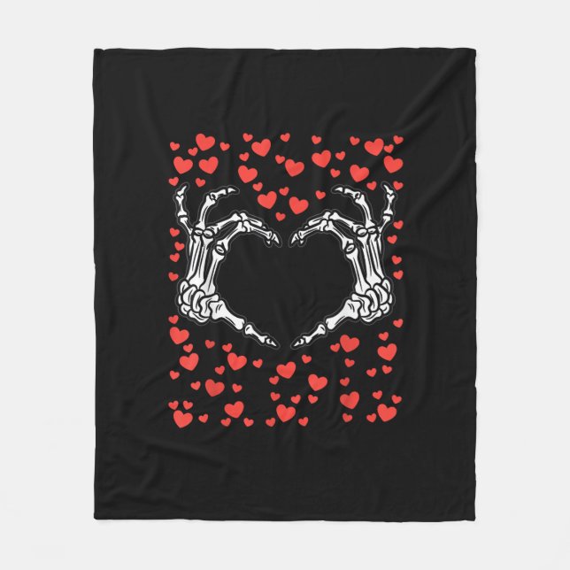 Couverture Polaire Skeleton Coeur main Valentines Jour Drôle Classiqu (Devant)