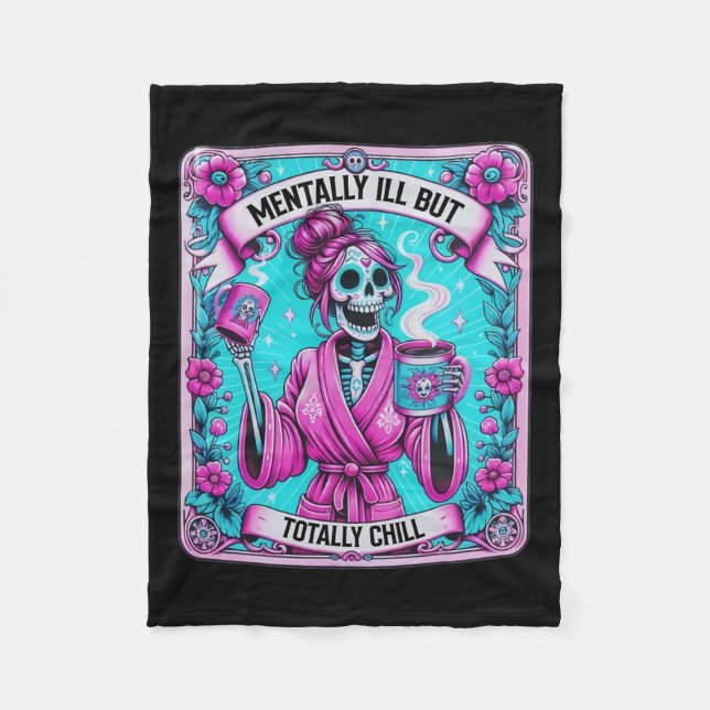 Couverture Polaire Skeleton Coffee Tarot Card Mental Mll Mais Totale (Devant)