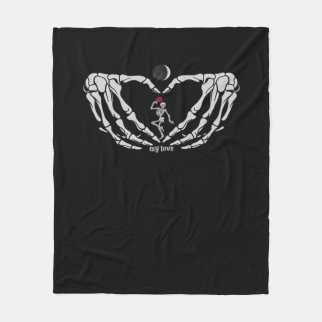 Couverture Polaire Skeleton Femme Avec Rouge Dans Le Coeur Fait De Ma (Devant)