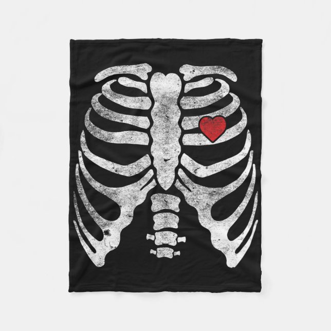 Couverture Polaire Skeleton Heart Rib Cage X-ray Adulte Enfants Amusa (Devant)