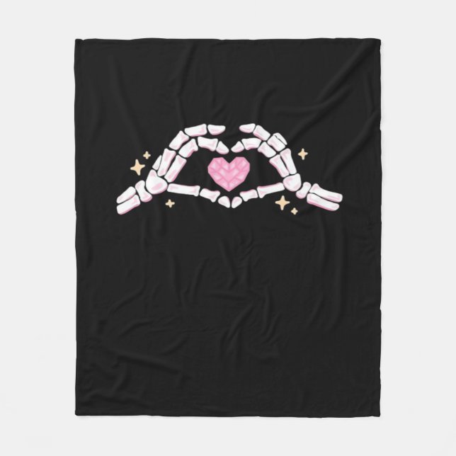 Couverture Polaire Skeleton Mains Coeur drôle (Devant)