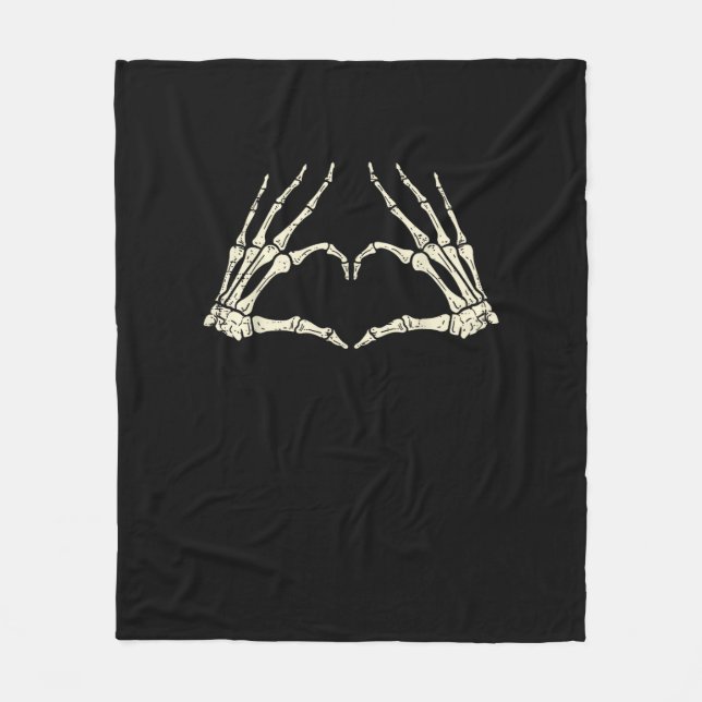 Couverture Polaire Skeleton Mains Coeur drôle Halloween Hommes Femmes (Devant)