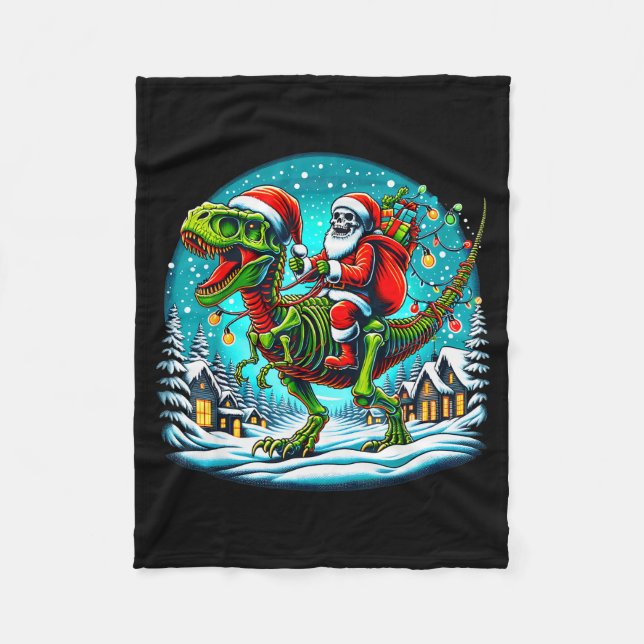 Couverture Polaire Skeleton Santa Riding T Rex Dinosaur Funny Christm (Devant)