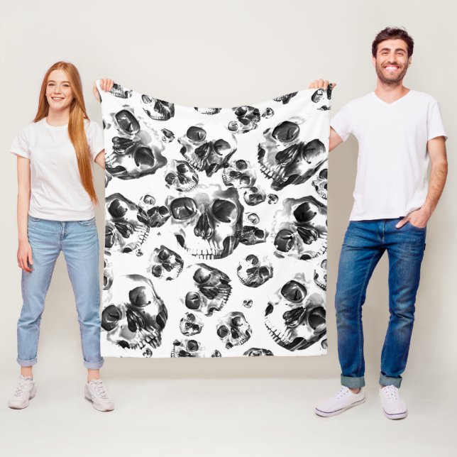 Couverture Polaire Skeleton Skull Art Pattern (En situation)
