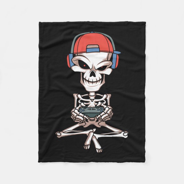 Couverture Polaire Skeleton Skull Vidéo Gamme Halloween tenue Hommes  (Devant)