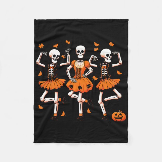 Couverture Polaire Skeletons de danse irlandaise Danse Éffrayante Hal (Devant)