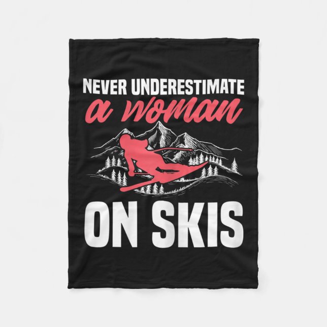 Couverture Polaire Ski Femme Drôle Ski Ne Sous-estimez Jamais Une Fem (Devant)