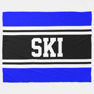 Couverture Polaire SKI Large Bleu Bleu Bleu Noir Blanc Rayures de cou