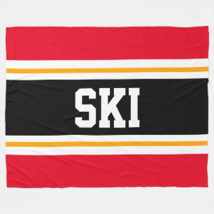 Couverture Polaire SKI Large Bright Rouge Noir Jaune Stripes De Cours