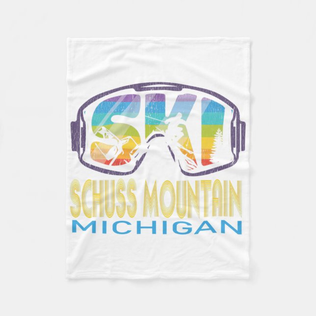 Couverture Polaire Ski Schuss Mountain Michigan Skiing Vacation  (Devant)