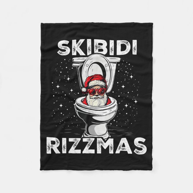 Couverture Polaire Skibidi Rizzmas Funny Toilet Santa White Elephant  (Devant)