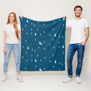 Couverture Polaire Skieurs alpins minimalistes Illustration Bleu