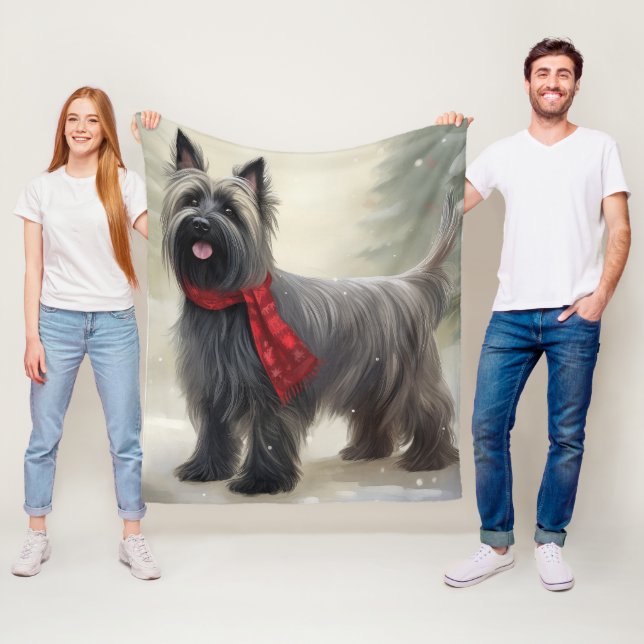 Couverture Polaire Skye Terrier Dog à Noël de neige (En situation)