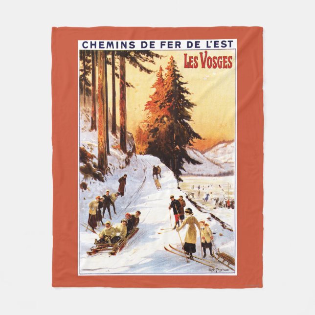Couverture Polaire Sledding et skier à l'affiche de VOSGES (Devant)