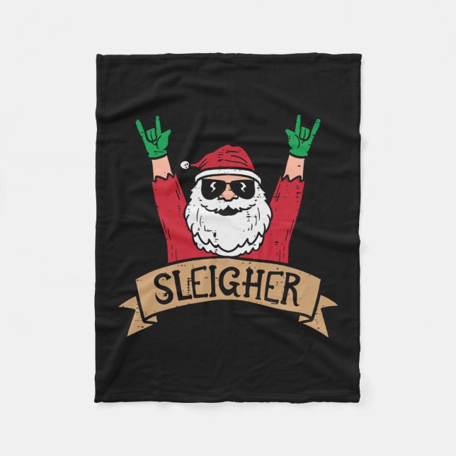 Couverture Polaire Sleighter de Noël Père Noël Rock Xmas Rocker Homme (Devant)