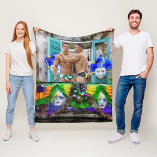 Couverture Polaire SlipperyJoe's Mardi Gras masques perles décoration