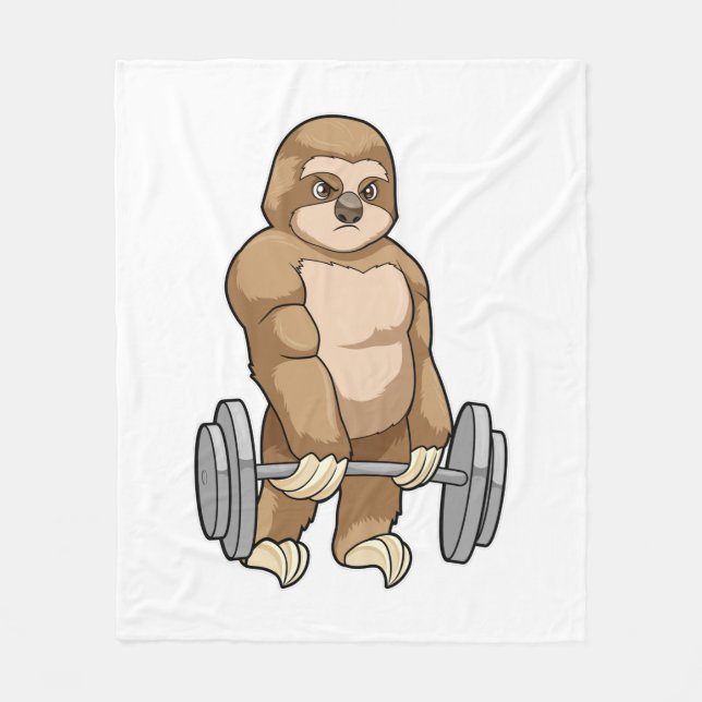 Couverture Polaire Sloth au Bodybuilding avec Barbell (Devant)