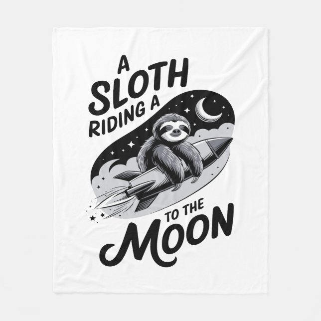 Couverture Polaire Sloth Riding a Rocket to the Moon (Devant)