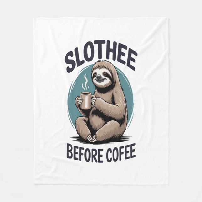 Couverture Polaire Slothee avant le café Sublimation (Devant)