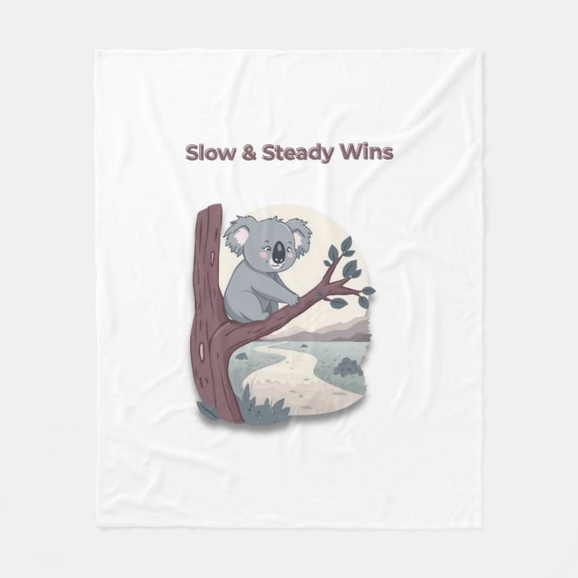Couverture Polaire **"Slow & Steady Wins – Motivational Cute Koala "* (Devant)